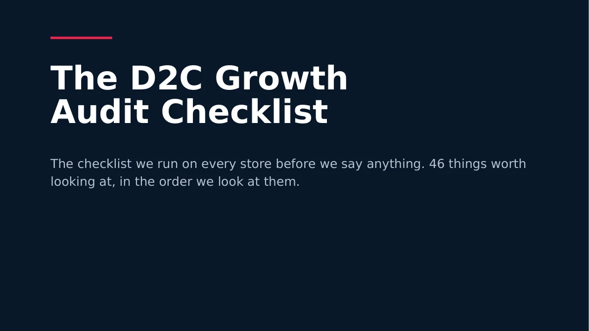Cover of the D2C Growth Audit Checklist